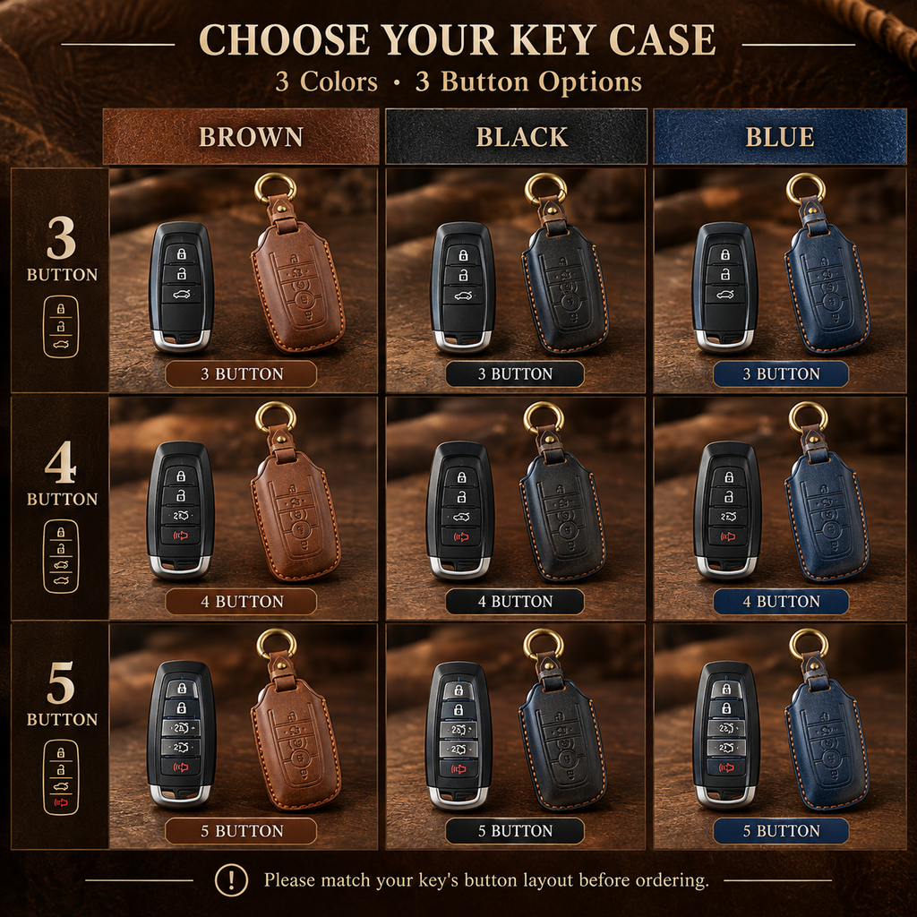 Handcrafted Genuine Leather Key Fob Cover for Ford F-150, Bronco, Explorer (2021-2025)