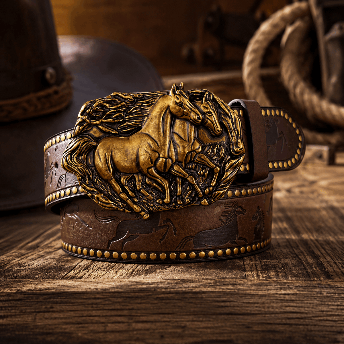 Vintage Western Belt for Men – Classic Embossed PU Leather Belt