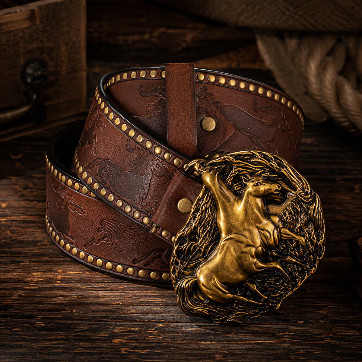 Vintage Western Belt for Men – Classic Embossed PU Leather Belt