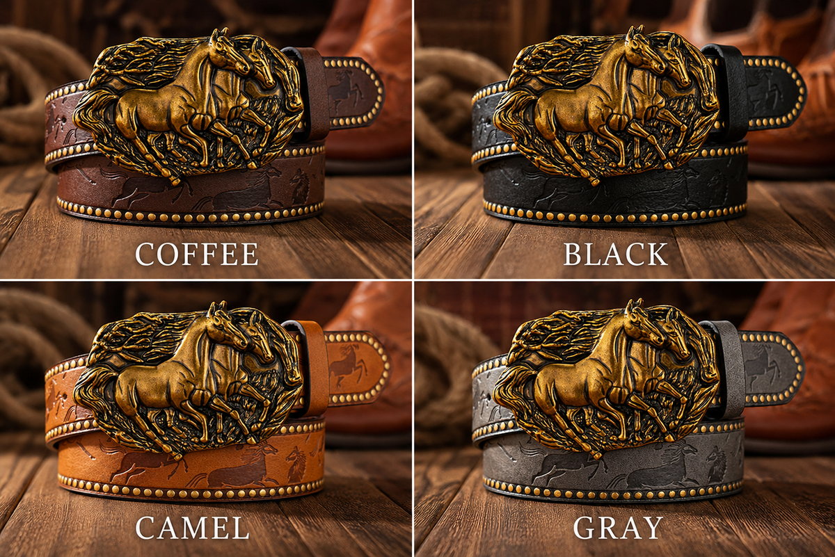 Vintage Western Belt for Men – Classic Embossed PU Leather Belt