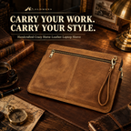 OLDMENS Vintage Crazy Horse Leather Laptop Sleeve for 14.2" MacBook Pro