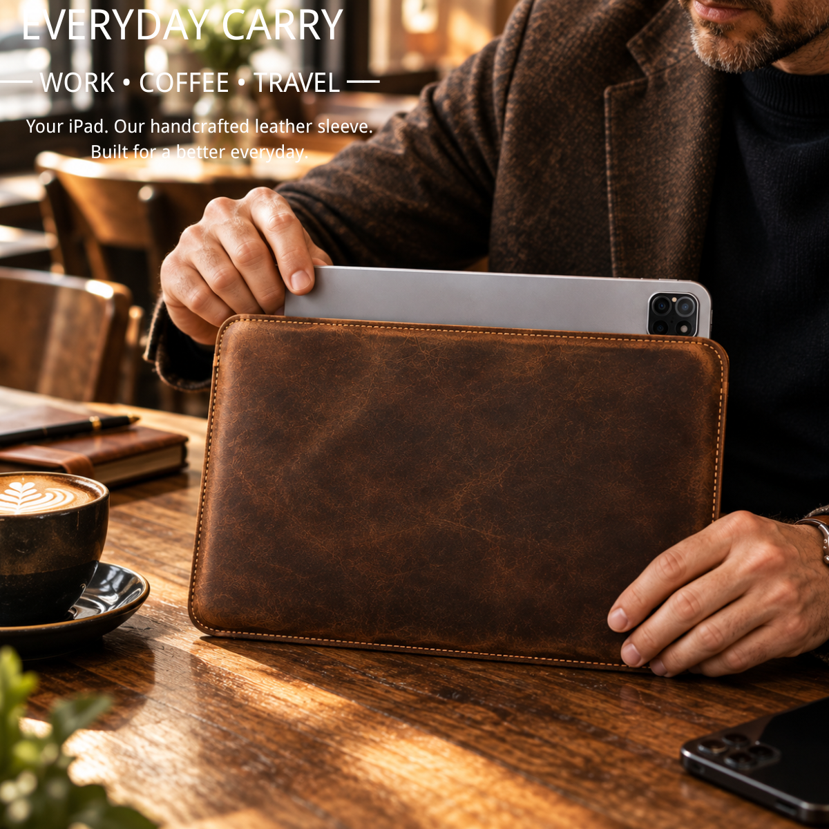 Handmade Genuine Leather iPad Sleeve – Vintage Crazy Horse Leather Case