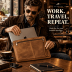 OLDMENS Vintage Crazy Horse Leather Laptop Sleeve for 14.2" MacBook Pro
