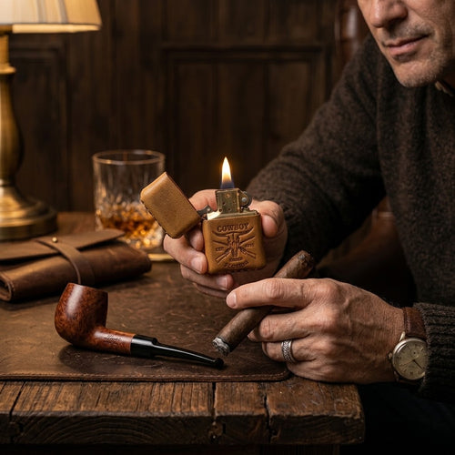 Handcrafted Top-Grain Leather Lighter Case Cover for Standard Zippo - Vintage Embossed Sheath Sleeve, Cool Men's EDC Gift