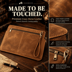 OLDMENS Vintage Crazy Horse Leather Laptop Sleeve for 14.2" MacBook Pro