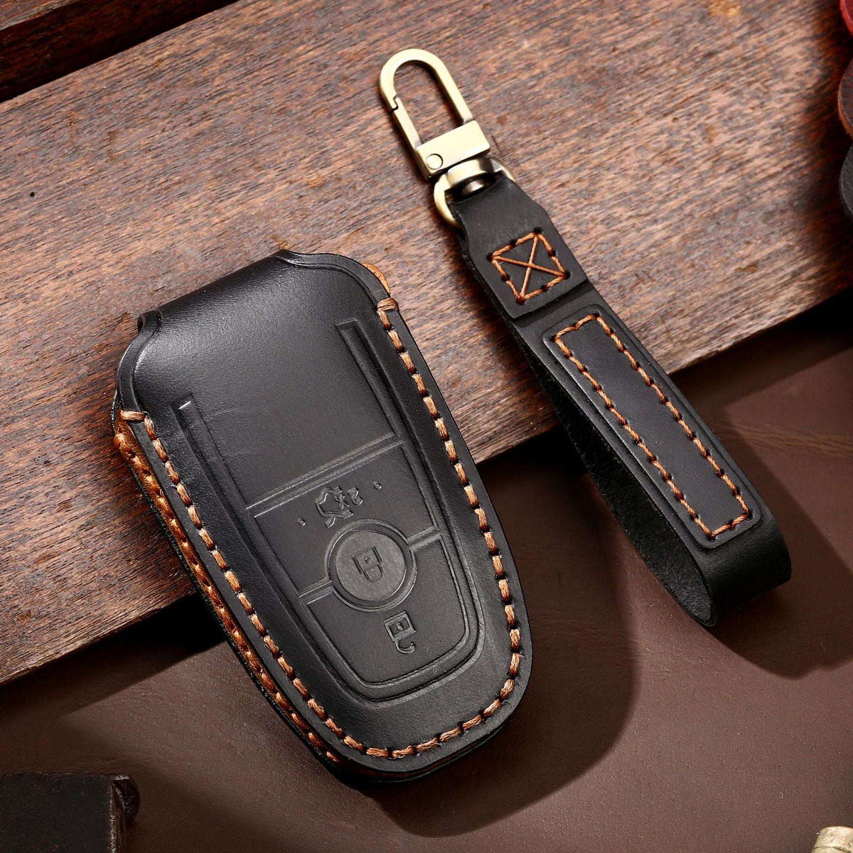 OLDMENS Handcrafted Leather Key Fob Cover for Ford F-150 & Explorer