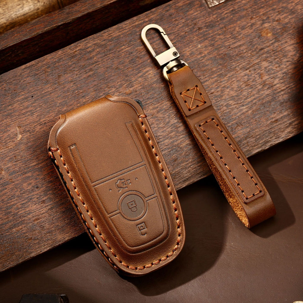 OLDMENS Handcrafted Leather Key Fob Cover for Ford F-150 & Explorer