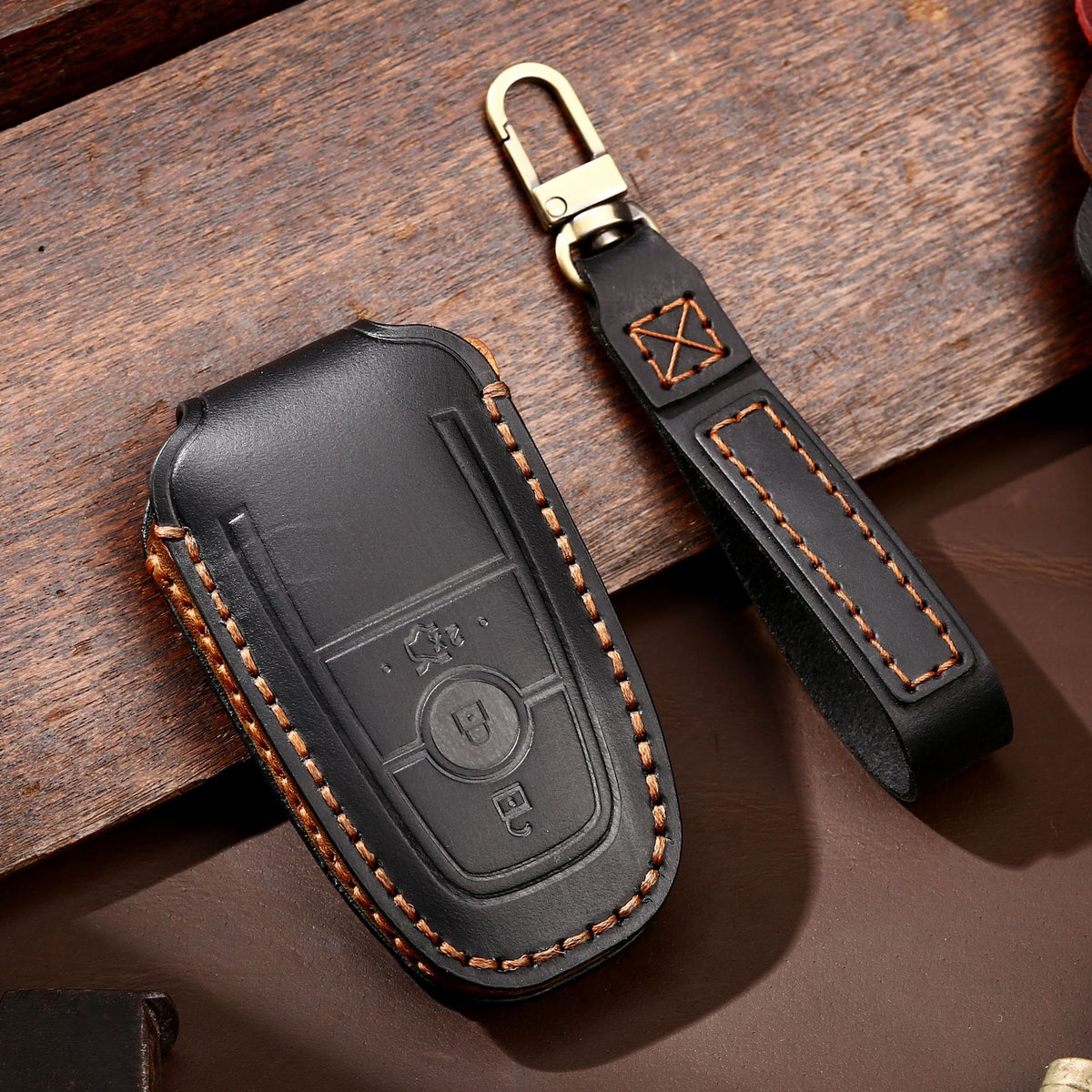 OLDMENS Handcrafted Leather Key Fob Cover for Ford F-150 & Explorer