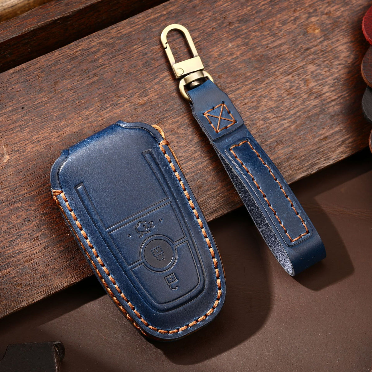 OLDMENS Handcrafted Leather Key Fob Cover for Ford F-150 & Explorer