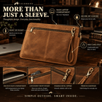 OLDMENS Vintage Crazy Horse Leather Laptop Sleeve for 14.2" MacBook Pro