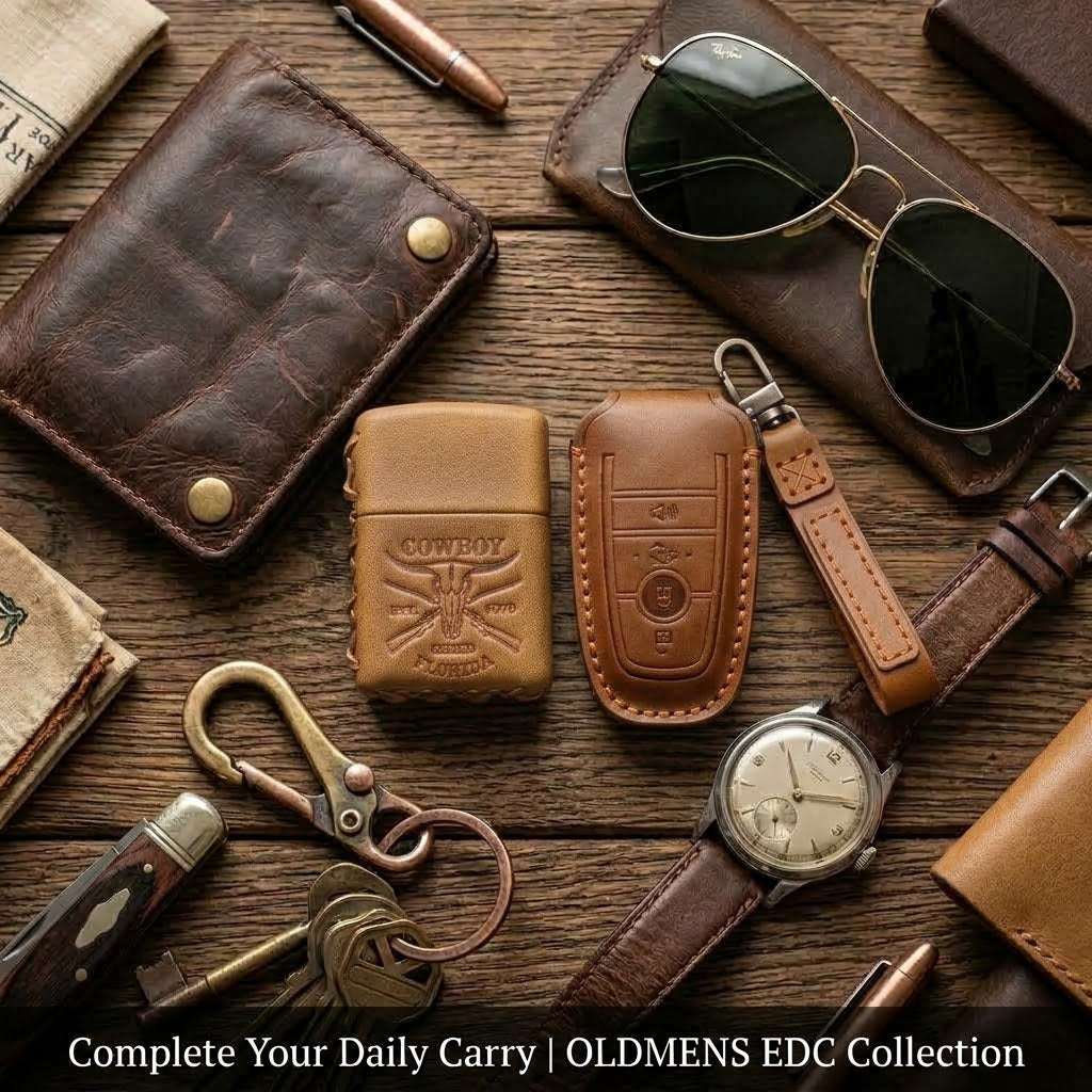 Handcrafted Top-Grain Leather Lighter Case Cover for Standard Zippo - Vintage Embossed Sheath Sleeve, Cool Men's EDC Gift