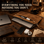OLDMENS Vintage Crazy Horse Leather Laptop Sleeve for 14.2" MacBook Pro