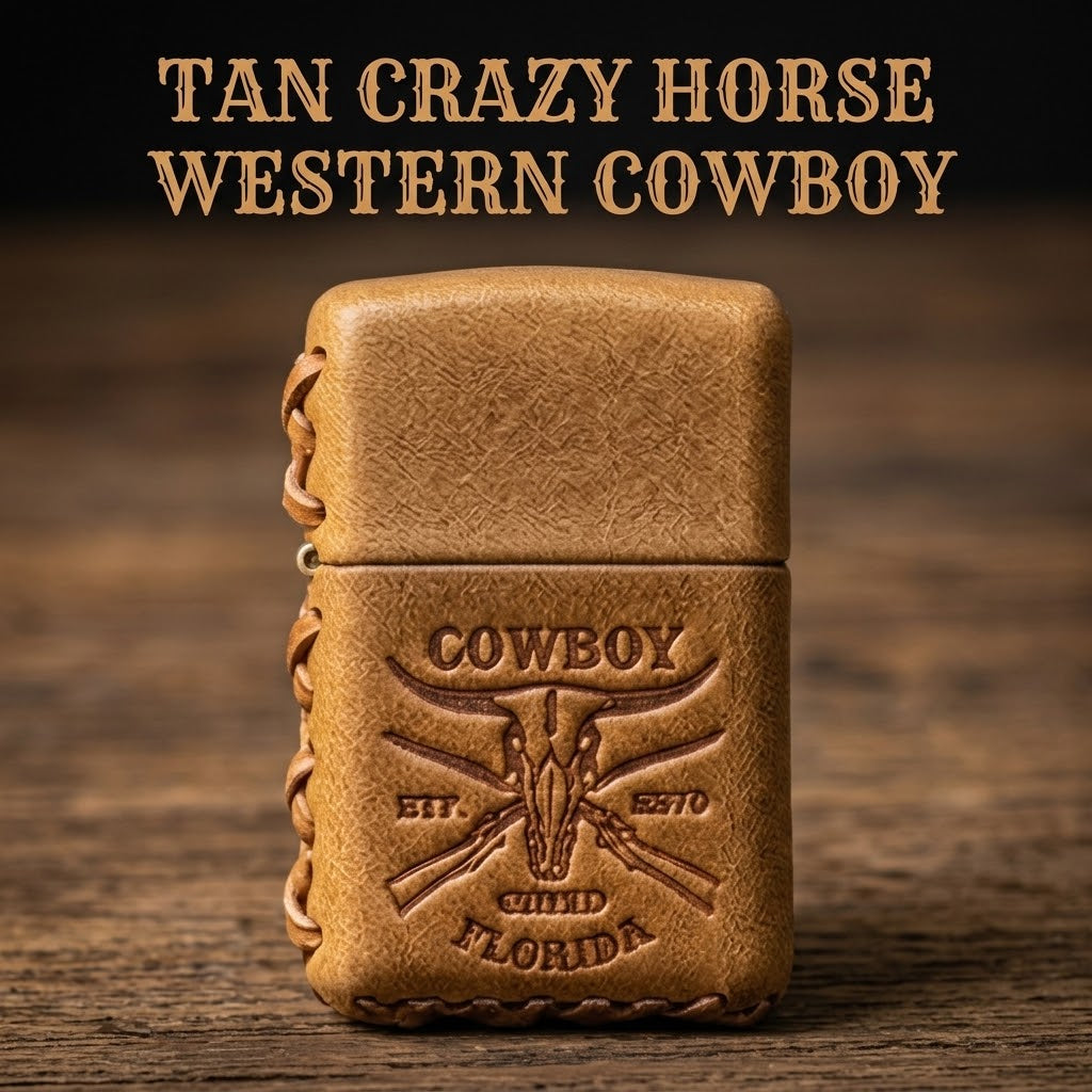 Handcrafted Top-Grain Leather Lighter Case Cover for Standard Zippo - Vintage Embossed Sheath Sleeve, Cool Men's EDC Gift