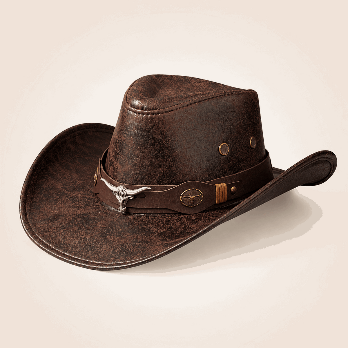 Vintage Faux Leather Western Cowboy Hat – Wide Brim Fedora for Men & Women