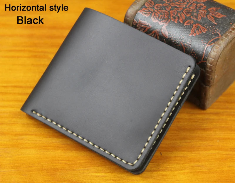 Handmade Vintage Full Grain Crazy Horse Leather Wallet for Men