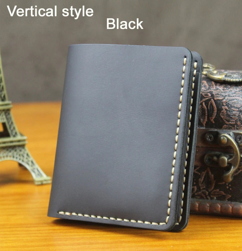 Handmade Vintage Full Grain Crazy Horse Leather Wallet for Men