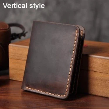 Handmade Vintage Full Grain Crazy Horse Leather Wallet for Men