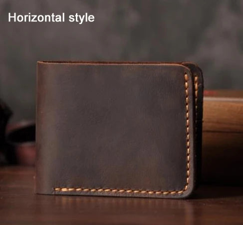 Handmade Vintage Full Grain Crazy Horse Leather Wallet for Men