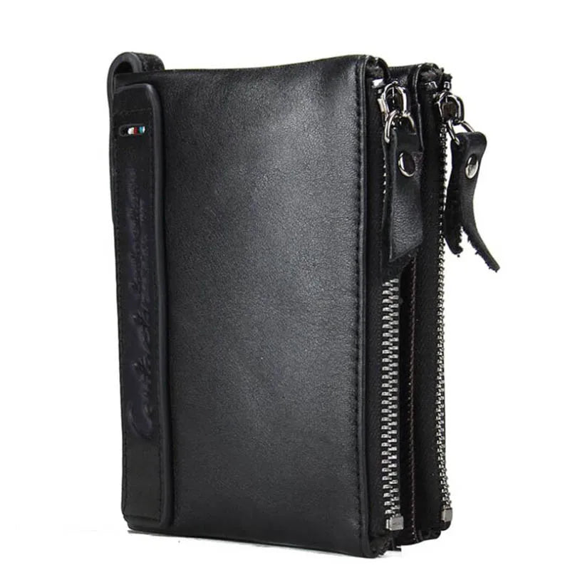 Vintage Crazy Horse Leather Wallet for Men – Compact Bifold with Coin Pocket