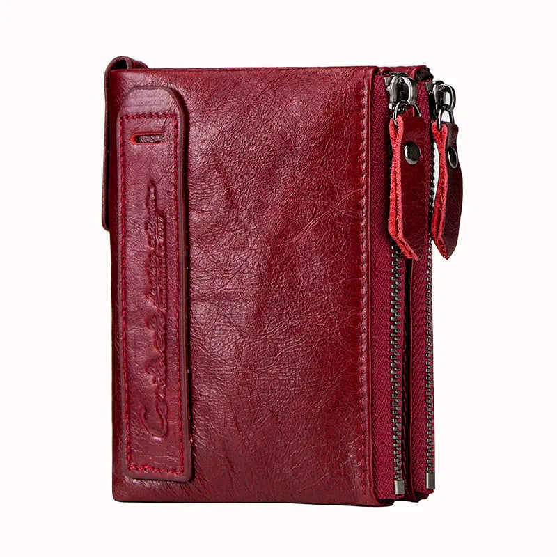 Vintage Crazy Horse Leather Wallet for Men – Compact Bifold with Coin Pocket
