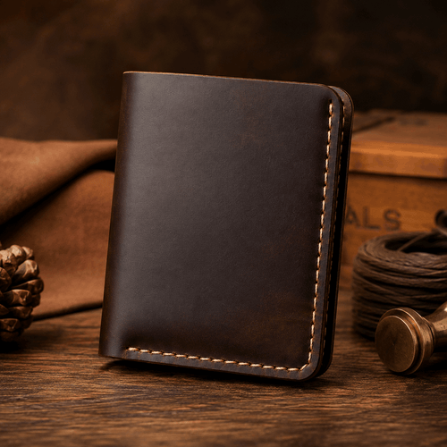Handmade Vintage Full Grain Crazy Horse Leather Wallet for Men