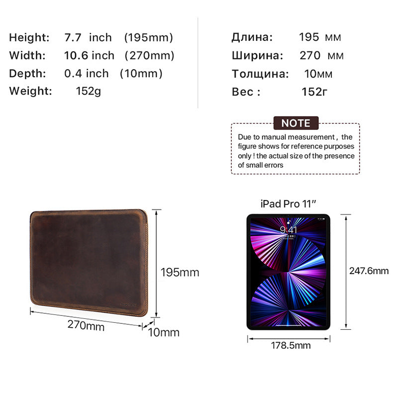 Handmade Genuine Leather iPad Sleeve – Vintage Crazy Horse Leather Case