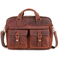 Vintage Genuine Leather Briefcase for Men – 15" Laptop Business Bag