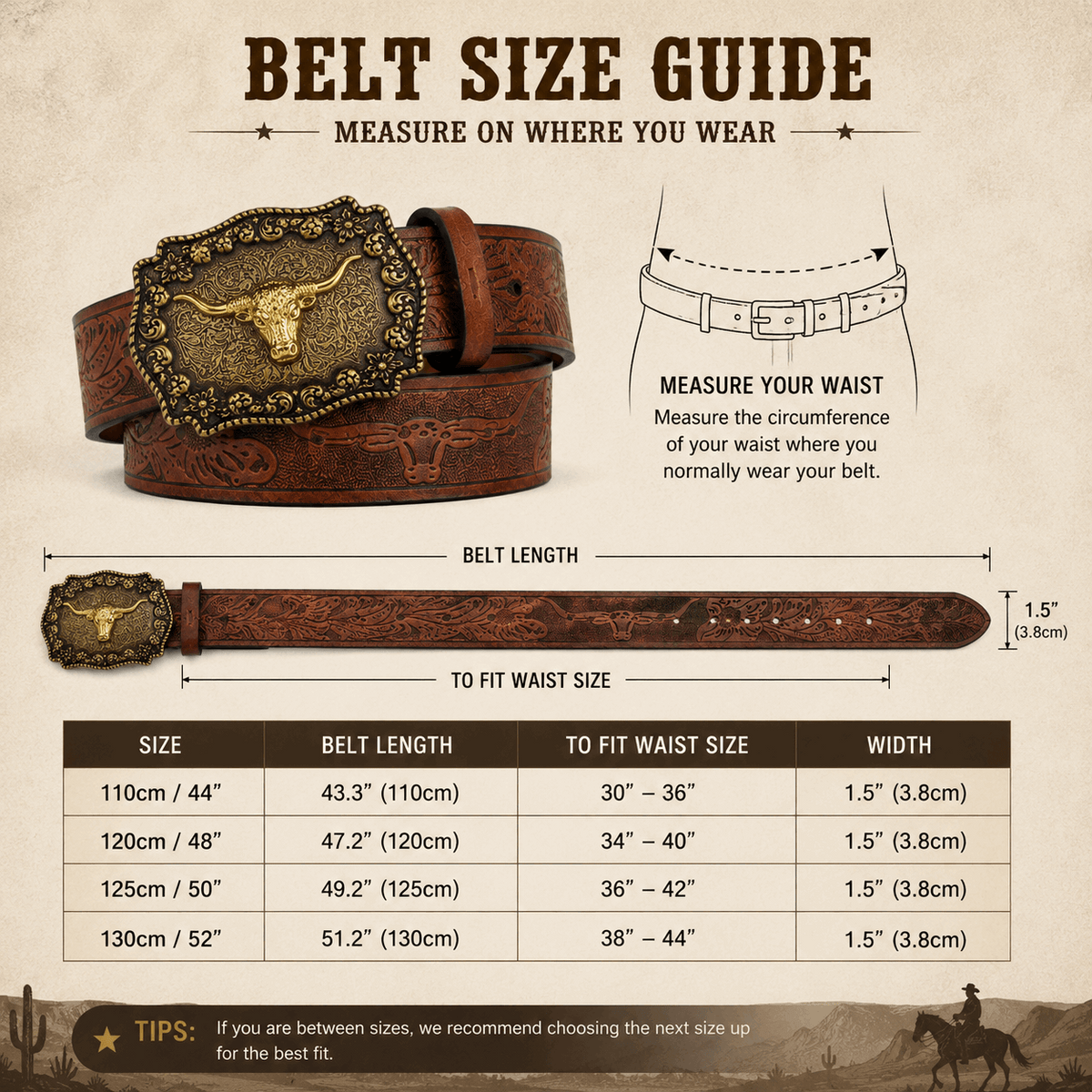 Vintage Western Cowboy Belt for Men – Longhorn Buckle & Embossed PU Leather