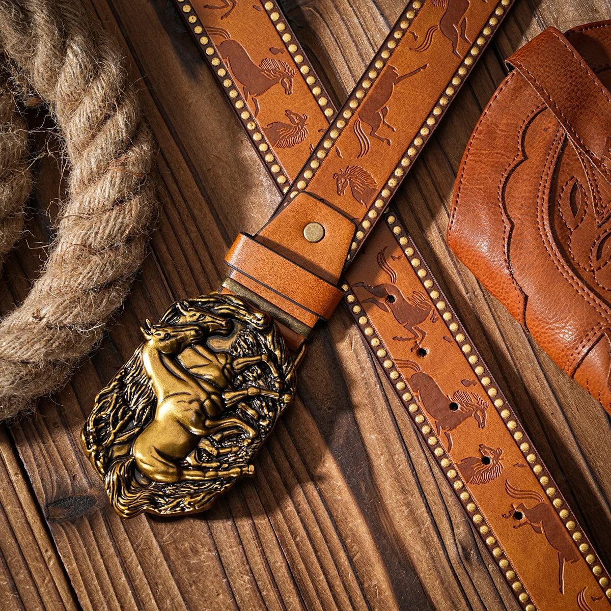 Vintage Western Belt for Men – Classic Embossed PU Leather Belt
