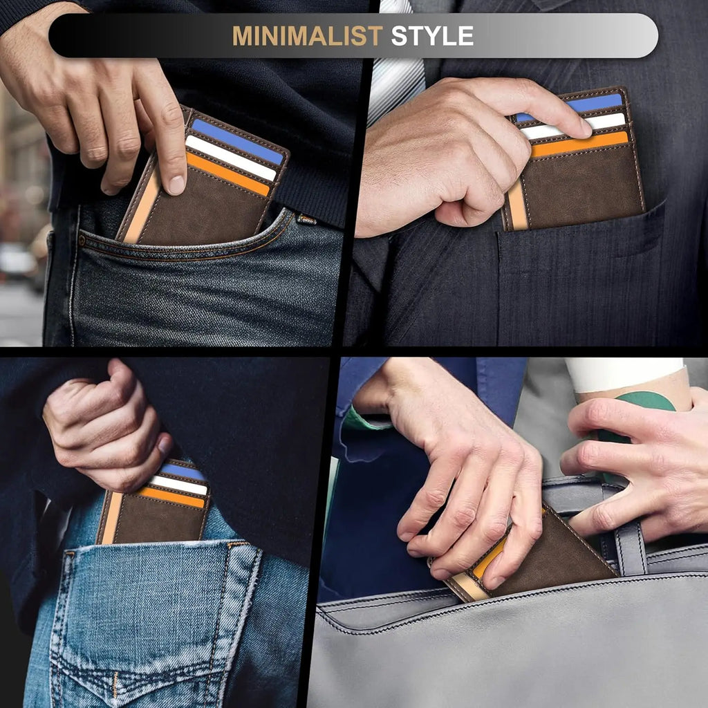 Minimalist Crazy Horse Leather RFID Front Pocket Wallet