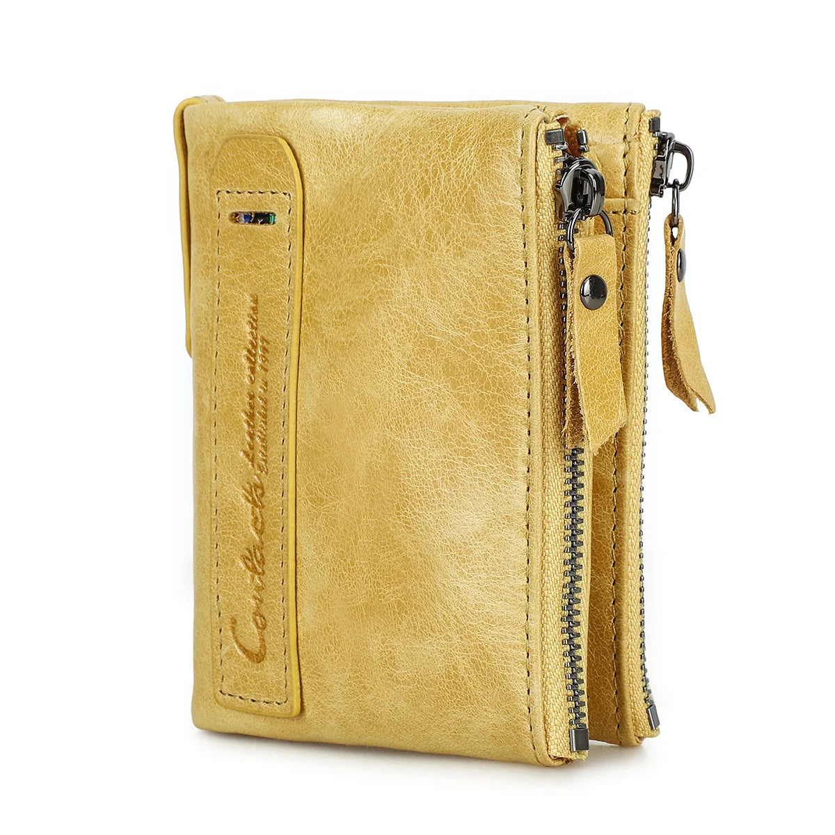 Vintage Crazy Horse Leather Wallet for Men – Compact Bifold with Coin Pocket