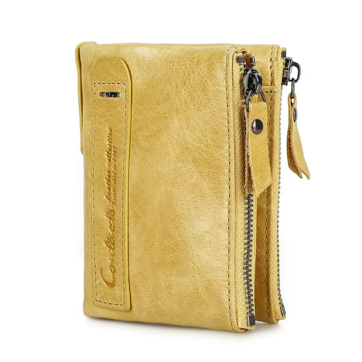 Vintage Crazy Horse Leather Wallet for Men – Compact Bifold with Coin Pocket