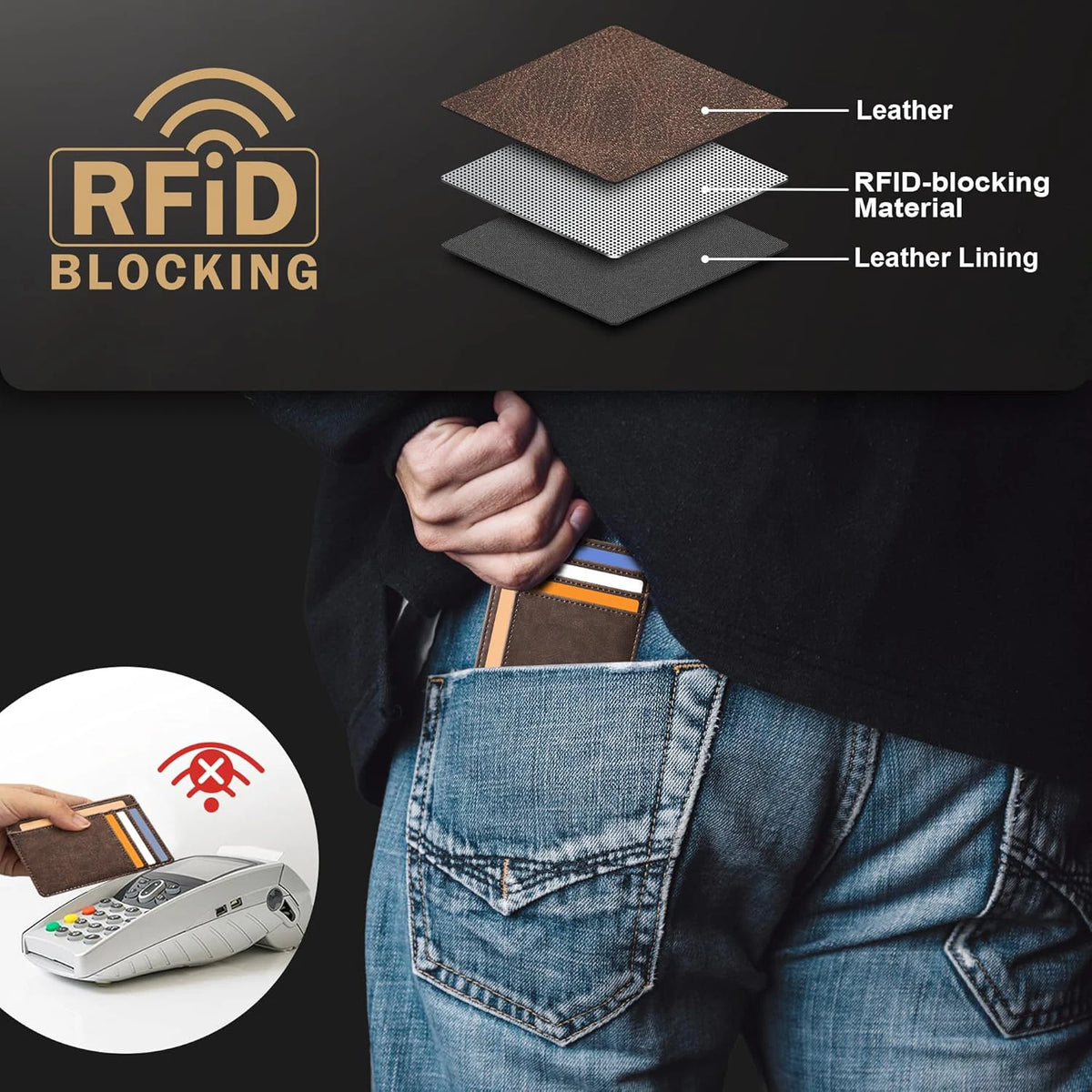 Minimalist Crazy Horse Leather RFID Front Pocket Wallet