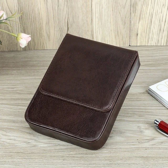 Vintage Genuine Leather Pen Case | Handmade 6-Slot Fountain Pen Organizer for Professionals & Collectors