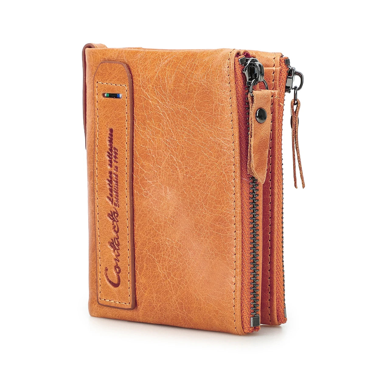 Vintage Crazy Horse Leather Wallet for Men – Compact Bifold with Coin Pocket
