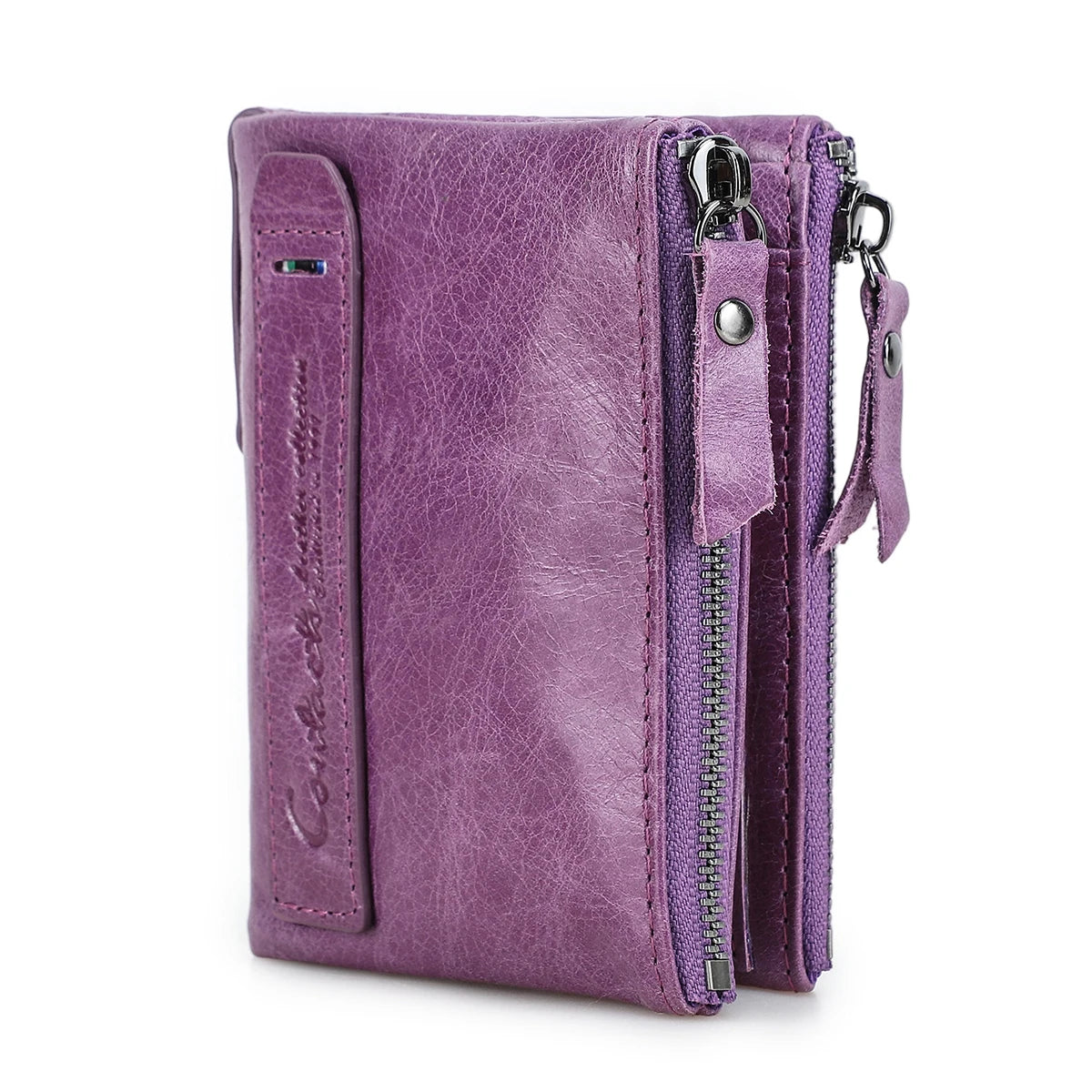 Vintage Crazy Horse Leather Wallet for Men – Compact Bifold with Coin Pocket