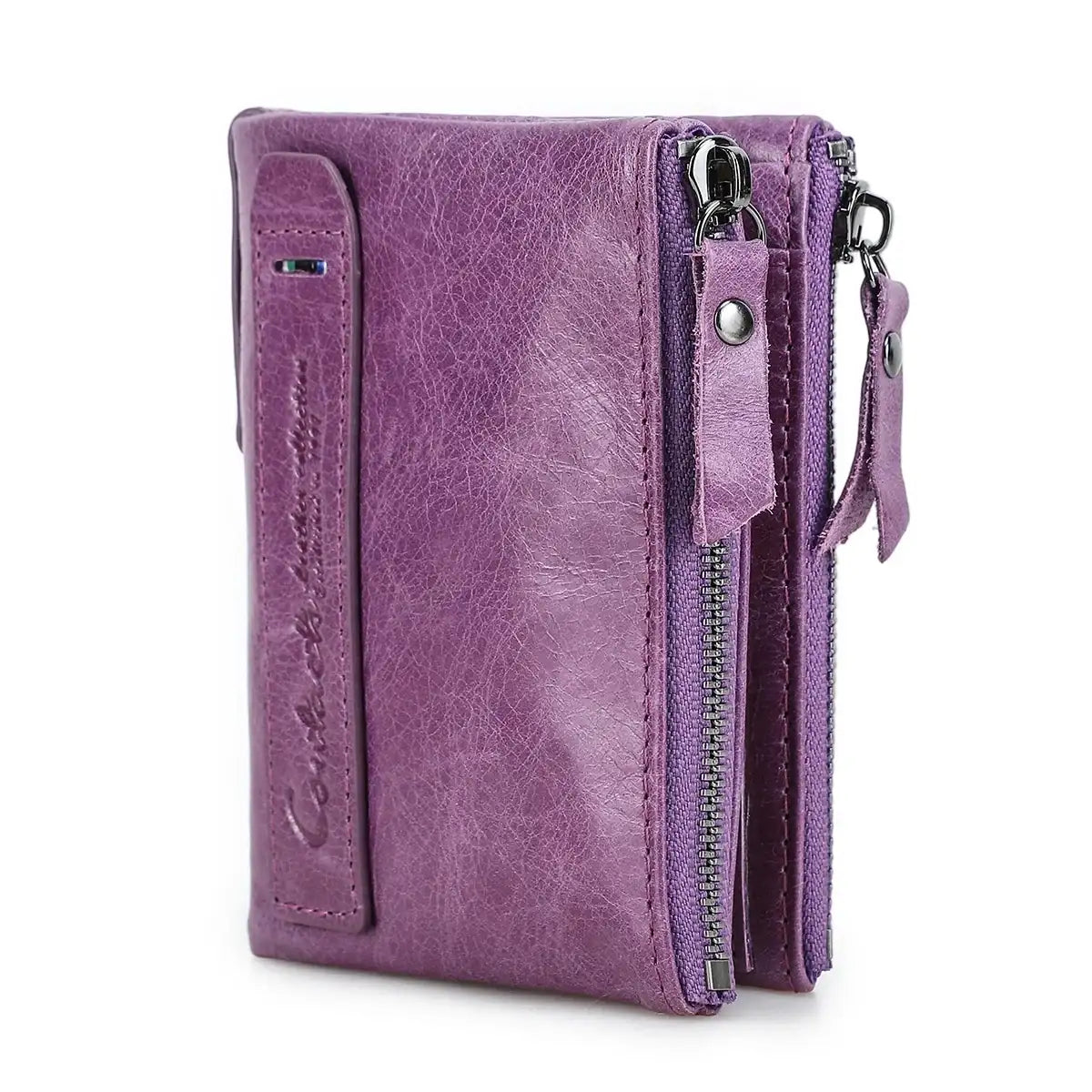 Vintage Crazy Horse Leather Wallet for Men – Compact Bifold with Coin Pocket