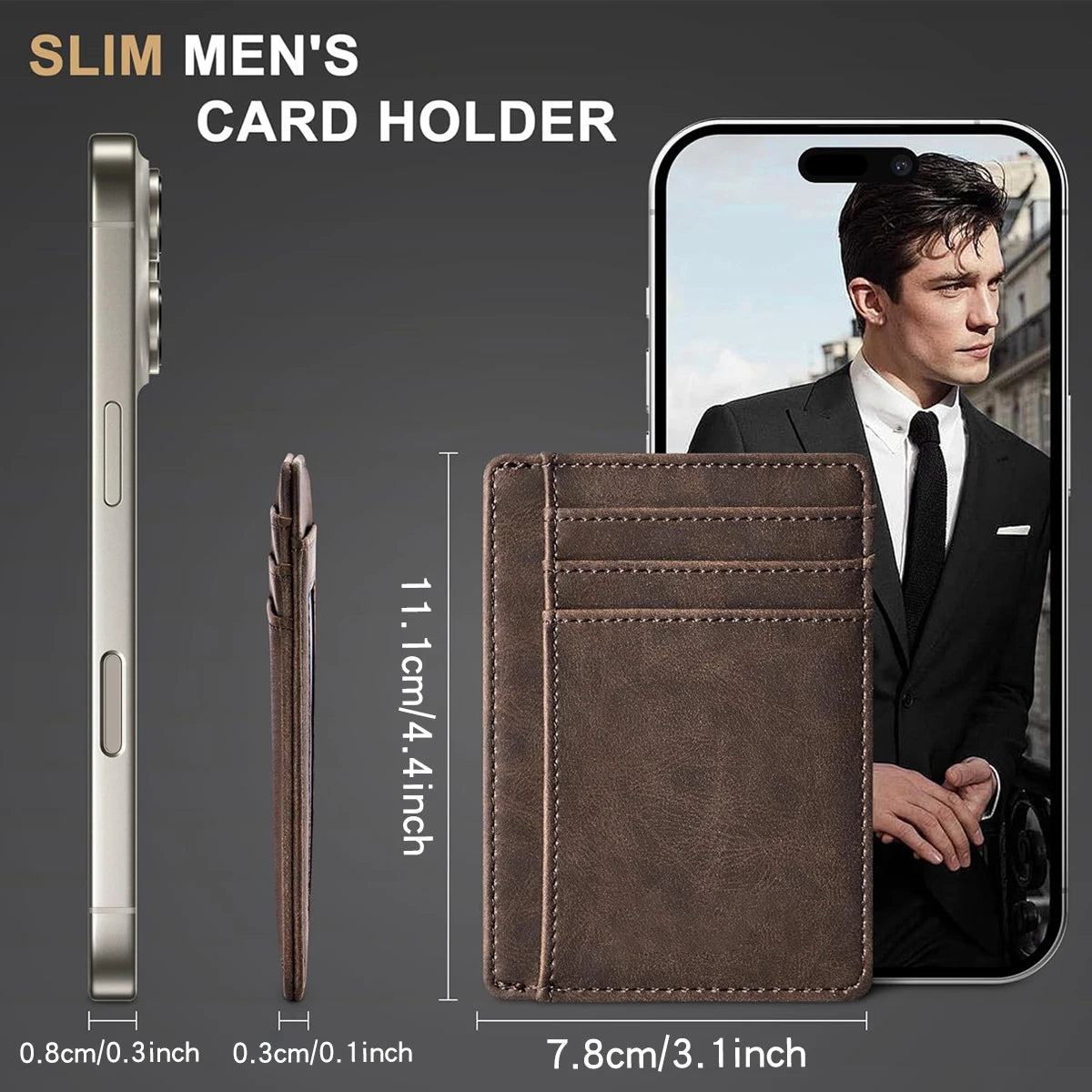Minimalist Crazy Horse Leather RFID Front Pocket Wallet
