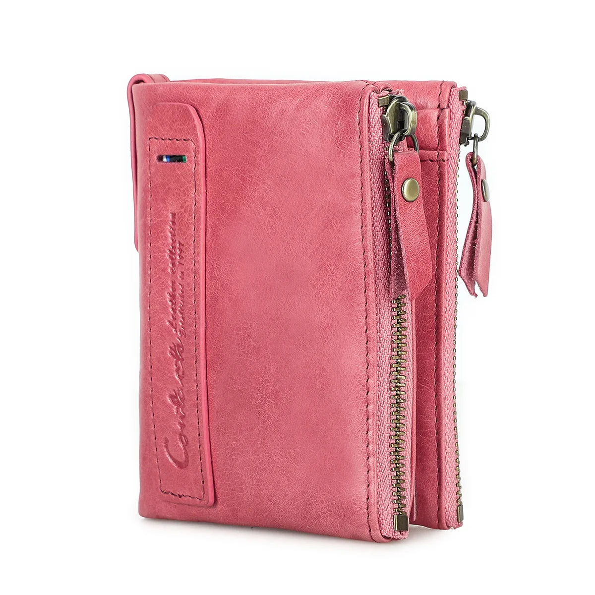 Vintage Crazy Horse Leather Wallet for Men – Compact Bifold with Coin Pocket