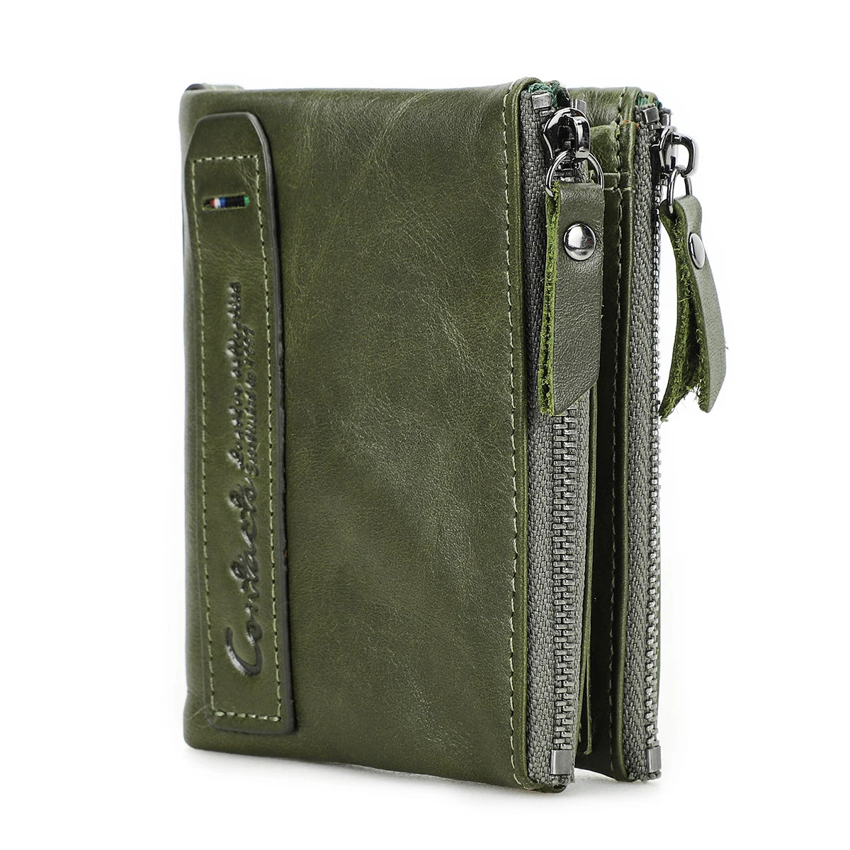 Vintage Crazy Horse Leather Wallet for Men – Compact Bifold with Coin Pocket