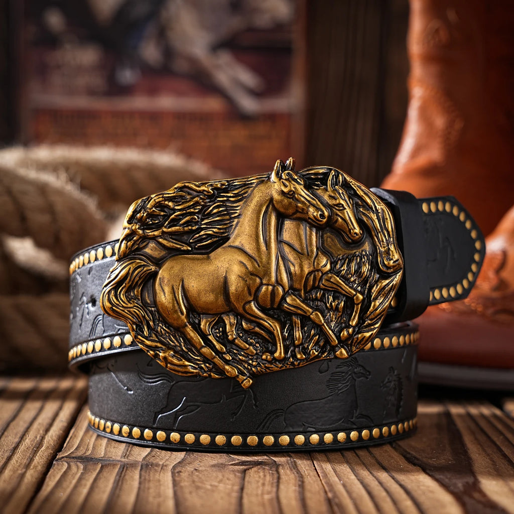 Vintage Western Belt for Men – Classic Embossed PU Leather Belt