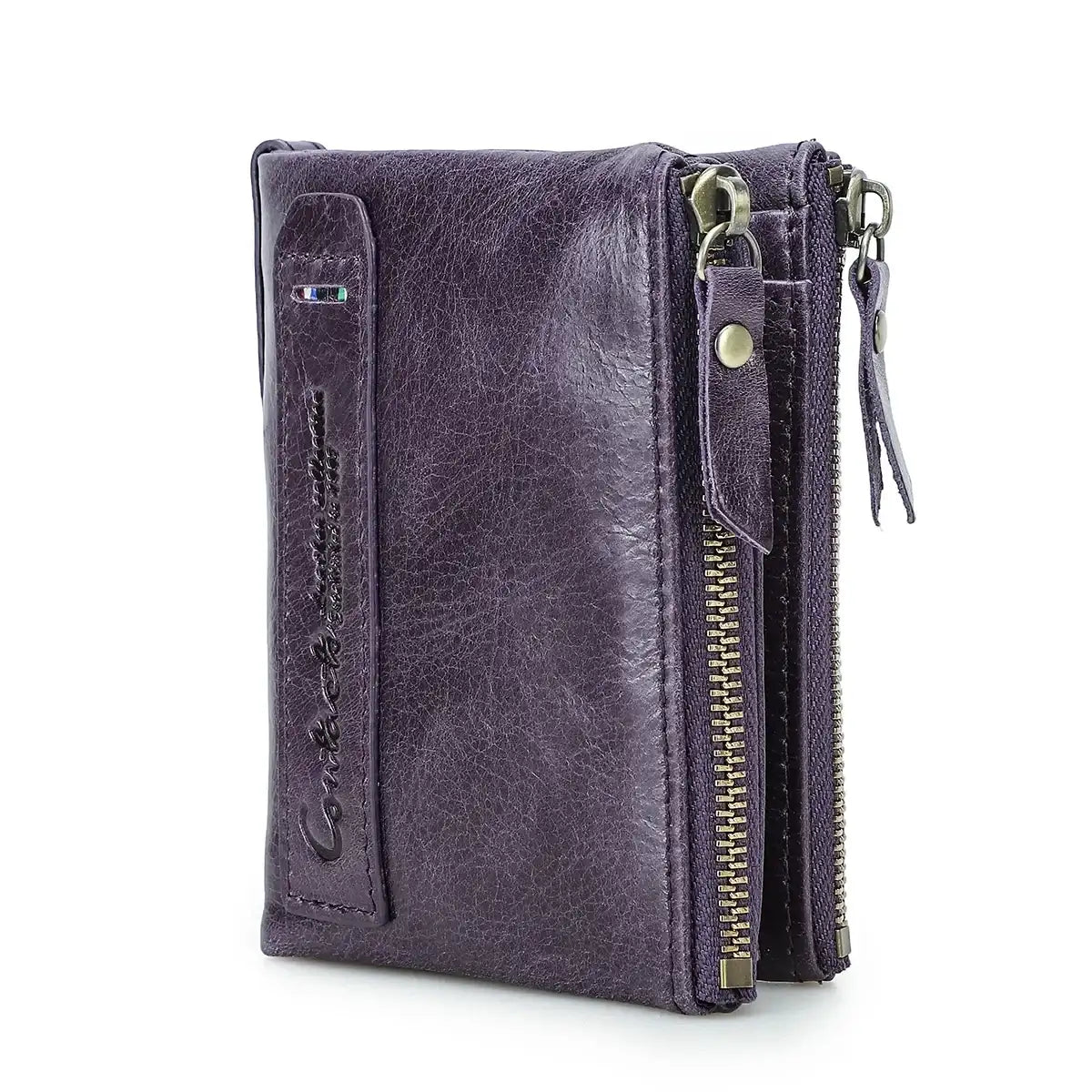 Vintage Crazy Horse Leather Wallet for Men – Compact Bifold with Coin Pocket