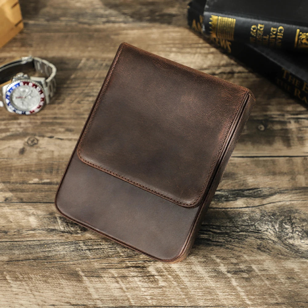 Vintage Genuine Leather Pen Case | Handmade 6-Slot Fountain Pen Organizer for Professionals & Collectors