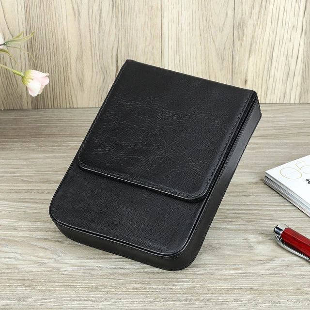 Vintage Genuine Leather Pen Case | Handmade 6-Slot Fountain Pen Organizer for Professionals & Collectors
