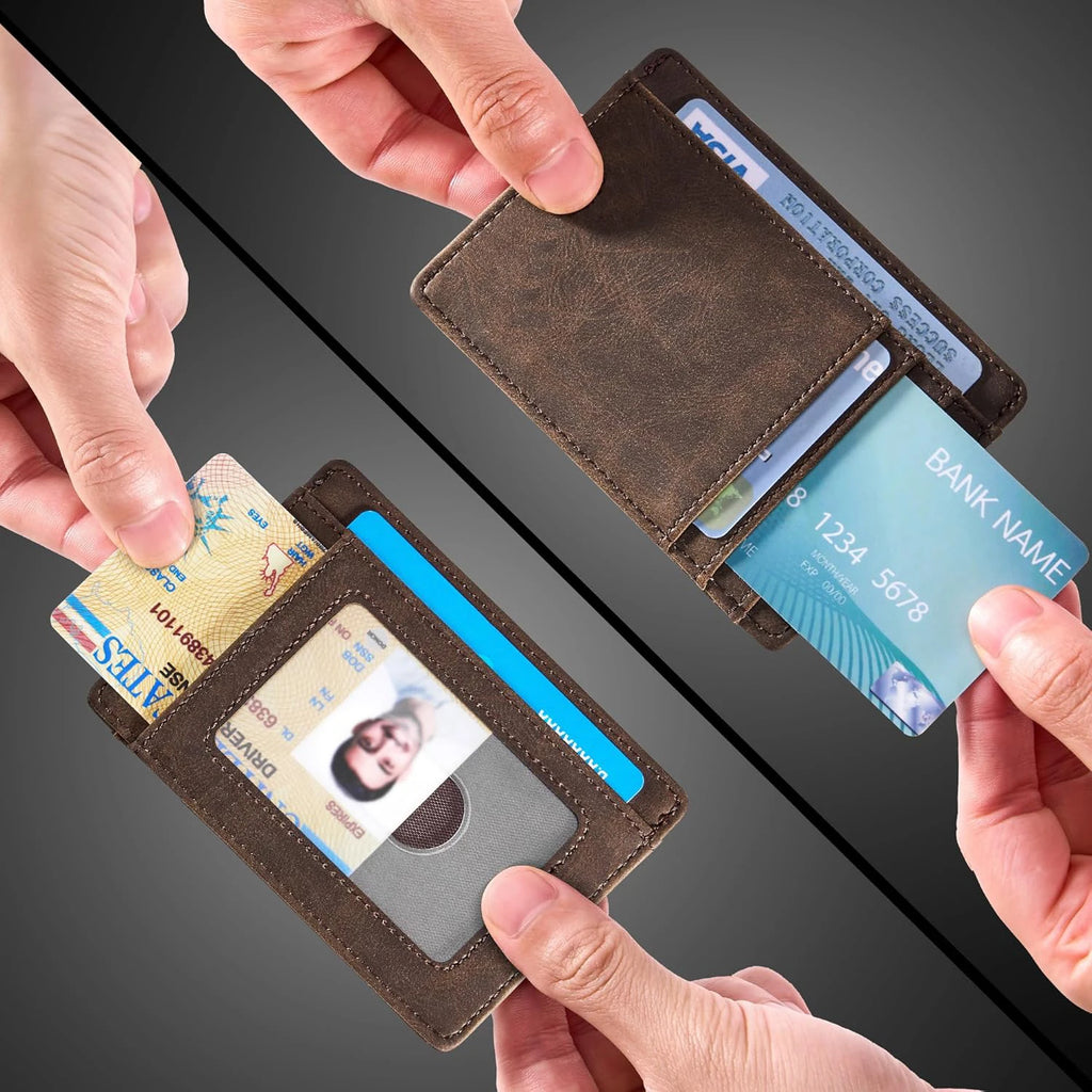 Minimalist Crazy Horse Leather RFID Front Pocket Wallet