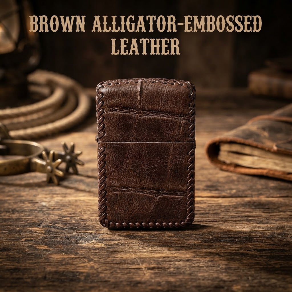 Handcrafted Top-Grain Leather Lighter Case Cover for Standard Zippo - Vintage Embossed Sheath Sleeve, Cool Men's EDC Gift