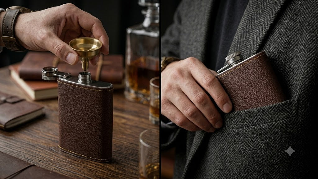 OLDMENS™ Vintage Leather Pocket Hip Flask