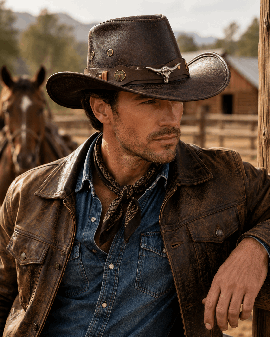 Vintage Faux Leather Western Cowboy Hat – Wide Brim Fedora for Men & Women